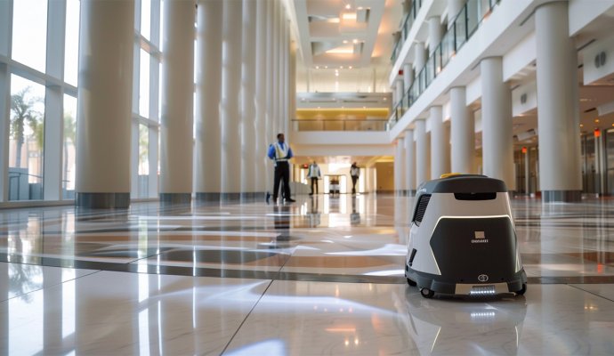 商用清潔機(jī)器人-全自動(dòng)洗地機(jī)無(wú)線充電解決方案